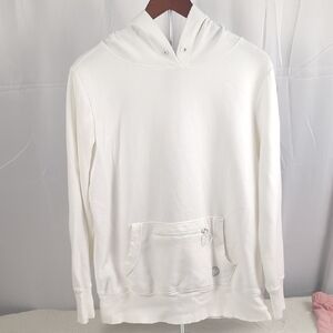 Old Navy White Hooded Pullover Sweatshirt with Zip Pocket